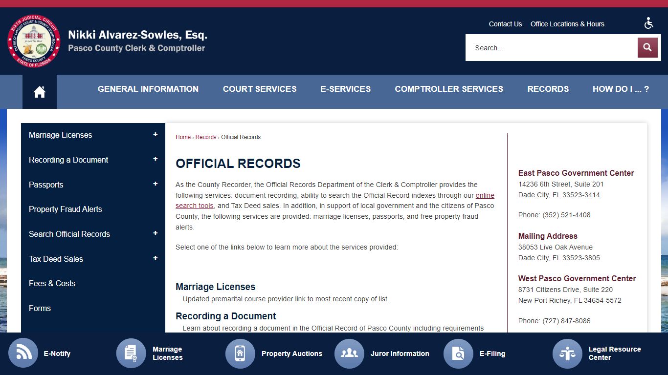 Official Records | Pasco County Clerk, FL - PASCOCLERK.COM