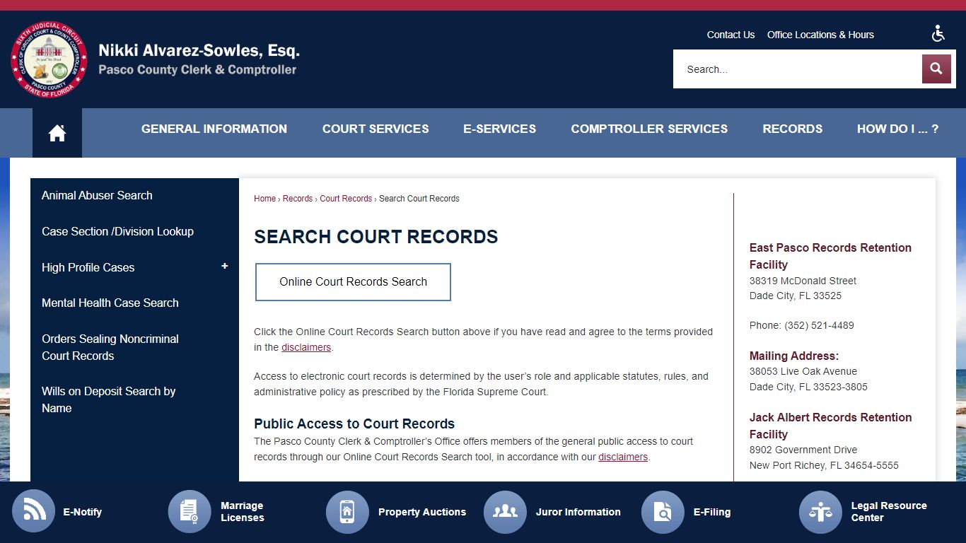 Search Court Records | Pasco County Clerk, FL - PASCOCLERK.COM