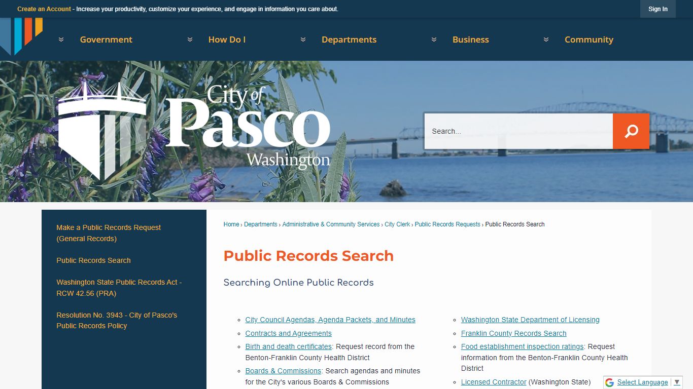 Public Records Search | Pasco, WA - Official Website